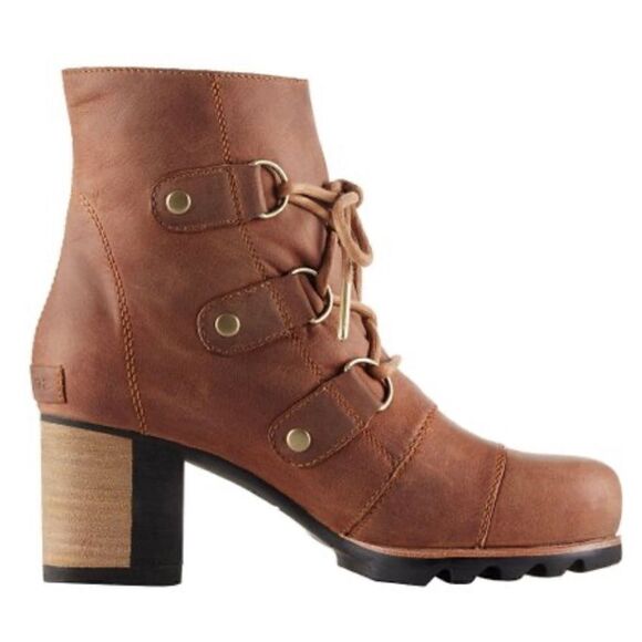Sorel boots with chunky heel Addington Leather Lace Boot in tan. 11. NWOB